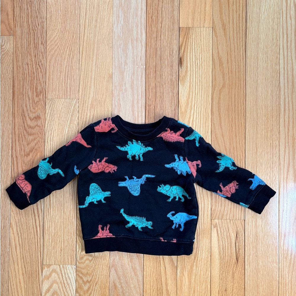 Cat & Jack Dinosaur Print Sweatshirt - Black with Blue and Orange